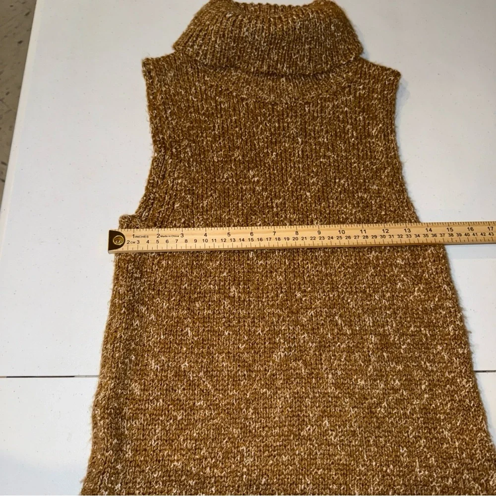 Anthropologie Tan Knit Tunic Sweater Turtleneck Maxi Top‎ XS Minimal Classic